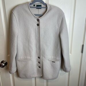 Geiger Women's ivory boiled wool coat Blazer with Button Detail